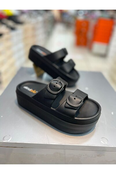 Akınal Bella Çift Tabanlı Yüksek Topuk Kadın Çift Tokalı Günlük Terlik