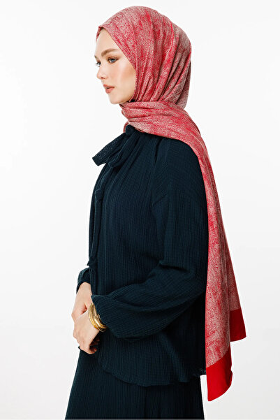 Mooncorn Σάλι διπλής όψης με μοτίβο Sahara Claret Red-Mint Green