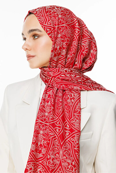 Mooncorn Μαροκινό μοτίβο διπλής όψης σάλι Claret Red-Mint Green