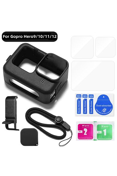 Choice Set 5 Silicone Case for GoPro Hero 12 11 10 9 Black Tempered Glass Screen Protector Protective Film