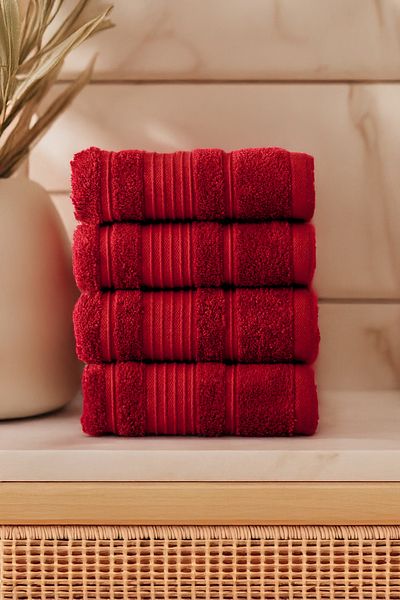 BOOVI Vivus Coral - 4 Pieces 40x80 Cm 100% Pure Cotton, Quality Towel SetHand| Face| Dowry| Bathroom| Luxury
