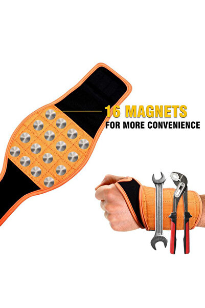 Choice 16 مغناطيس برتقالي قابل للتعديل سوار معصم مغناطيسي قوي حقيبة أدوات محم...