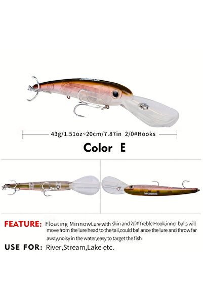 Choice طُعم صيد عائم من COLOR E مقاس 20 سم مع خطافات - طُعم صناعي واقعي للميا...