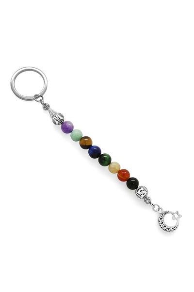 Tesbihane Metal Lettered Chakra and Steel Combination Non-tarnish Keychain