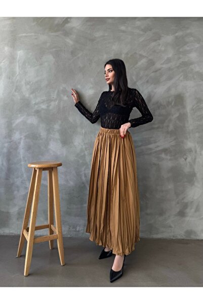 ZF BUTİK Довга спідниця-кльош - розкльошена зі зморшкуватою гумкою на талії