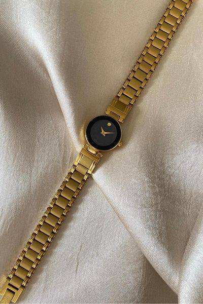 Romanson Gold Yellow Plated Ring Stainless Steel Special Design Cord Small Vintage Women Wristwatch