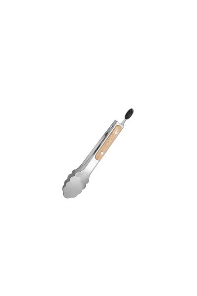 Choice 21cm Leeseph Stainless Steel Food Tongs, Heavy Duty Kitchen Tongs With Wooden Handle For Cooking, gr