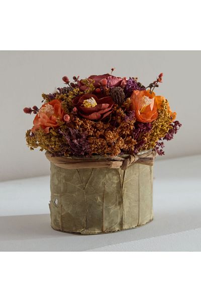 Home Box Caven Mix Ranunculus Arrangement in Oval Shape Planter 17x12.5x17 cm