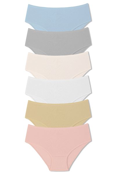 HNX 6 Pack Cotton Ribbed High Waist Plus Size Women's Panties