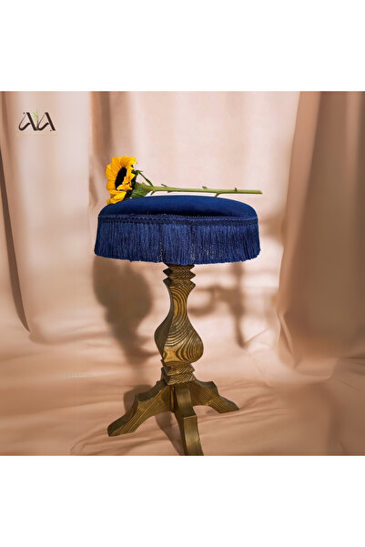 Ahlat Ağacı Ahşap Atölyesi Ahşap Dekoratif Sehpa, Puflu Sehpa, Renkli Dekorat...