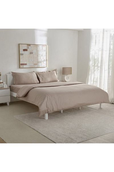 Home Box Opulent Luxe 3-Piece Cotton Solid Dobby Super King Duvet Cover Set - 220x240 cm
