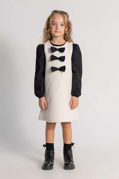 wakawakakidsstore Tuvic Fabric Girl's Dress with Underwear and Bow Detail