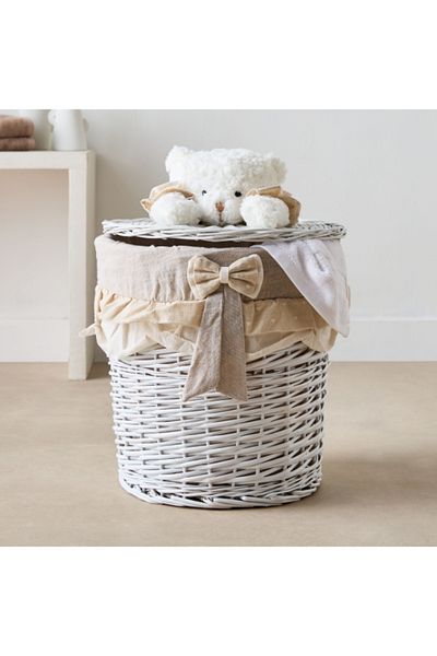Home Box Willow Bear Medium Storage Basket with Bow 37x40 cm