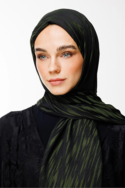 Mooncorn Black-Khaki Selis Pattern Double Sided Shawl