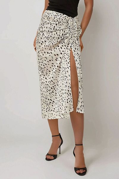 Hiccup Fusta midi bodycon cu fante din satin