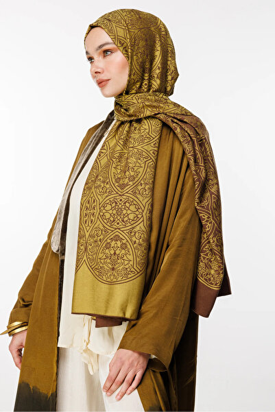 Mooncorn Μαροκινό μοτίβο διπλής όψης σάλι Bitter Coffee-Salmon