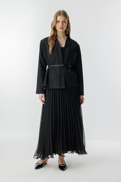 Hooopstore Μαύρη φούστα Allure Chiffon Pleated