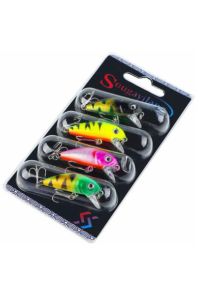 Choice YELLOW Sougayilang Fishing Bait Set 4PCS Wobbler Anti-corrosion Hook B...
