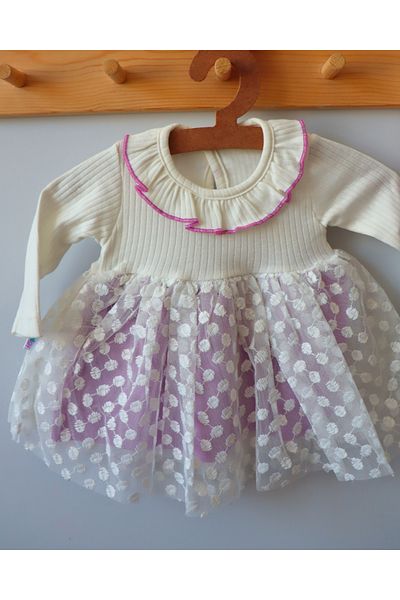 TinyAlp Eid Tutu Tutu Punatiye Detailed Baby Collar Bandana Baby Girl Dress