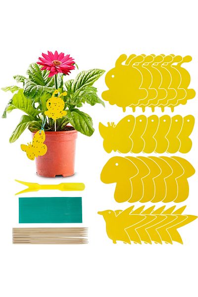 Choice Set 59pcs Yellow Sticky Fly Trap Dual-sided Sticky Trap Plastic Bug Insect Gnat Traps Sticky Board F