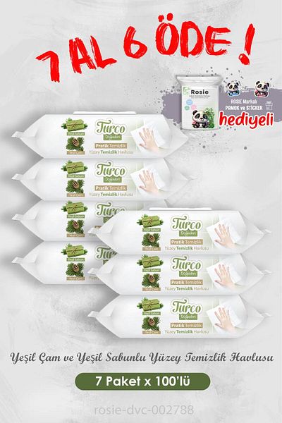 Baby Turco Green Pine and Green Soap Surface Cleaning Towels 100Pcs Buy 7 Pay 6 and Rosie