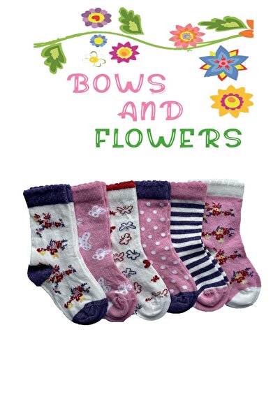 vtex socks Pachet de 6 fără cusături șosete pentru copii cu model de flori și...