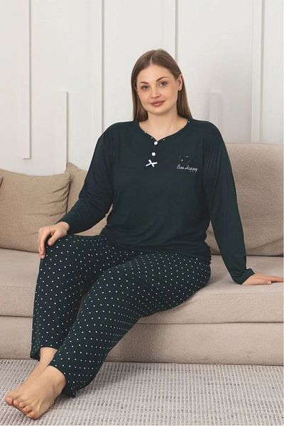 Farya Home X-Dreamy Plus Size Bamboo Print Long Sleeve Pajamas Set
