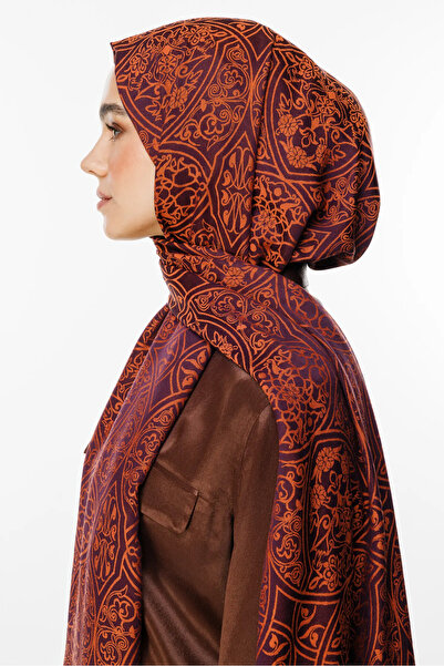 Mooncorn Μαροκινό μοτίβο διπλής όψης σάλι μωβ πορτοκαλί