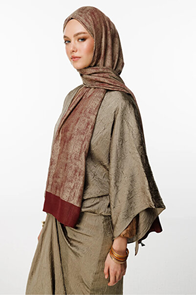 Mooncorn Σάλι διπλής όψης με μοτίβο Sahara Plum-Salmon