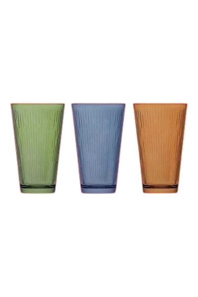 LAV Coral Nora Painted 3-Piece Colored Soft Drink Glass 325 Cc