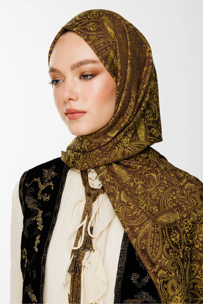 Mooncorn Σάλι διπλής όψης με σχέδιο Velora Bitter Brown-Salmon