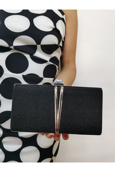 BEEGİ CONCEPT Women's Big Black Evening Dress Clutch Night Chain Wedding Bag