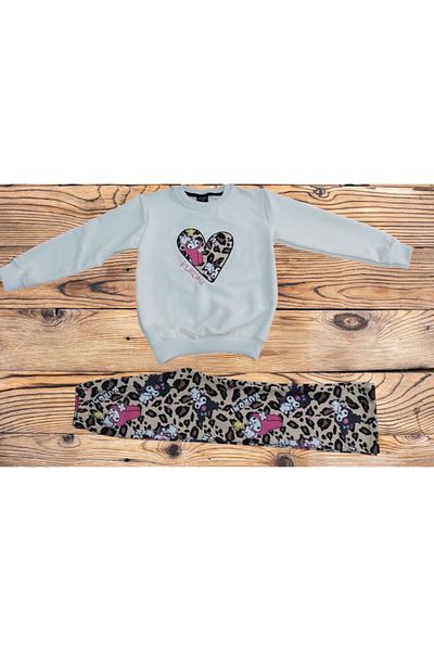 DerinHome Kuromi Printed Leopard Print Top Combed Cotton Six Twill Spanish Tights Suit