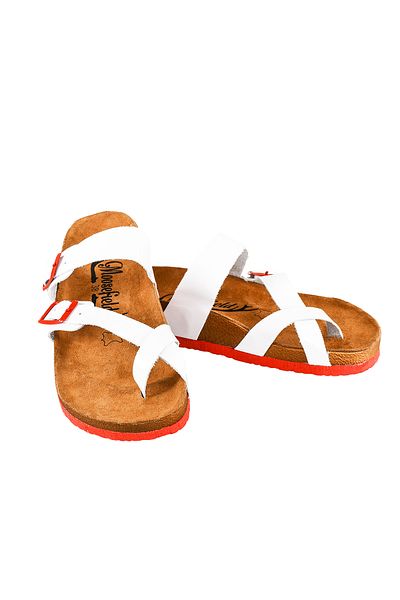 Moosefield Genuine Leather White Women's Slippers