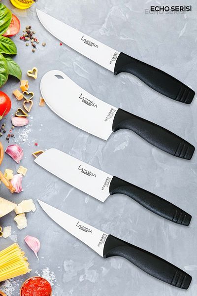 LAZBİSA Eco Series Kitchen Knife Set Meat Bread Vegetable Salad Pizza Dumpling Chef Knife Set of 4