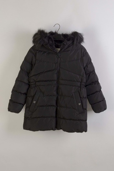 Waka Waka Γούνινο παλτό με κουκούλα για κορίτσια με τσέπες και κλείσιμο με κο...