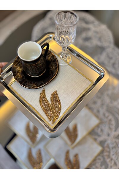 Home صينية تقديم قهوة مربعة فاخرة 6 قطع