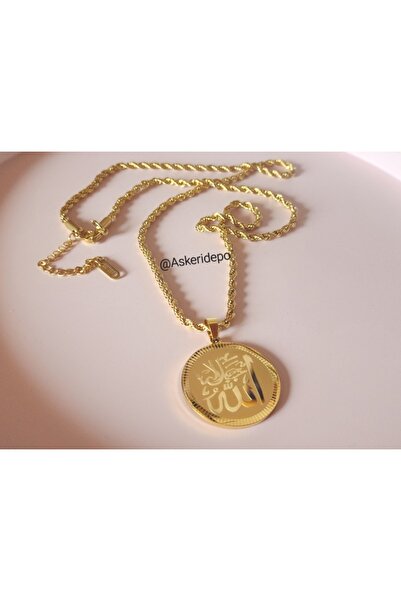 Anatolia Korunma sekanslı Allah yazılı çelik kolye