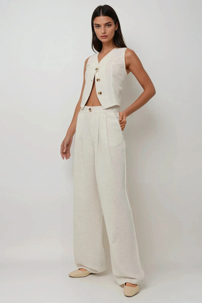 Hiccup Linen Look Palazzo Trousers