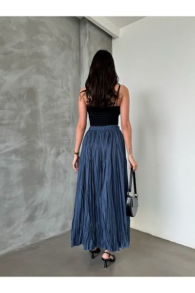 ZF BUTİK Long Loose Skirt - Wrinkled Waist Elastic and Full Flared