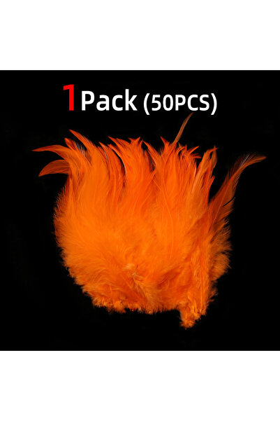 Choice عبوة من 50 قطعة برتقالية اللون، 50 قطعة/عبوة من ريش سرج الديك الملون ل...