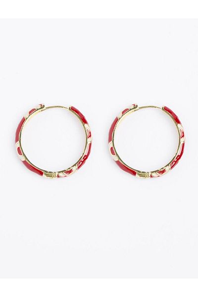 Jimmy Key Burgundy Thin Hoop Earrings