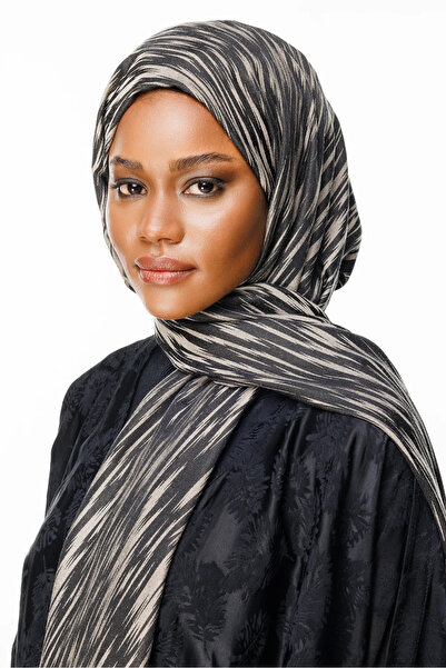 Mooncorn Σάλι διπλής όψης Selis Pattern Μαύρο-Μπεζ