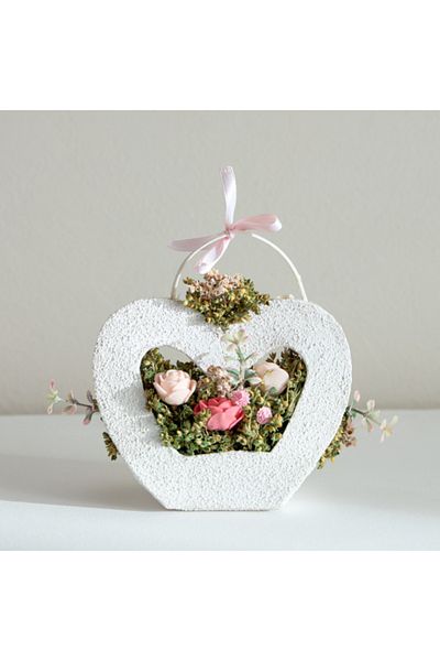 Home Box Caven Roses Floral Arrangement in Heart Shape Planter 13x6x13 cm