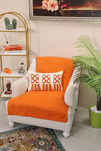 Aisha's Design Pom-Pom Armchair Cover 180X75 Cm,Ko-34T