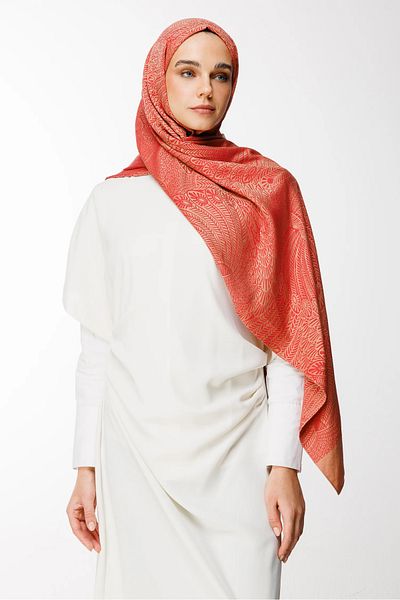 Mooncorn Mayra Pattern Double Sided Shawl Mink-Red