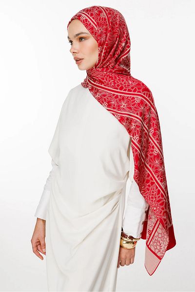 Mooncorn Σάλι διπλής όψης Lavin Pattern Claret Red-Mint Green