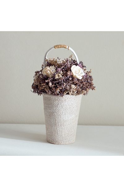 Home Box Caven Mix Shola Arrangement in Jute Planter 13x13x21 cm