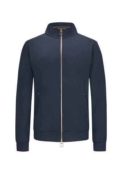 PAUL&SHARK Men's Zip-Up Stand Collar Regular Fit Stretchy Cotton Fabric Long Sleeve Navy Blue-Gold Sweatshirt 2541181