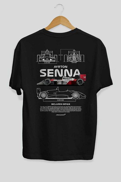 Ankhises Mclaren Ayrton Senna Mp4 - Black Oversize T-Shirt - Crew Neck - Cotton - Men - Women